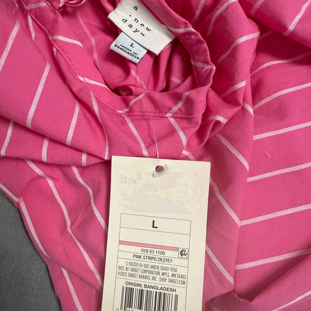 Shift Mini Dress Pink and White Striped A New Day New with Tags Large - Picture 4 of 5